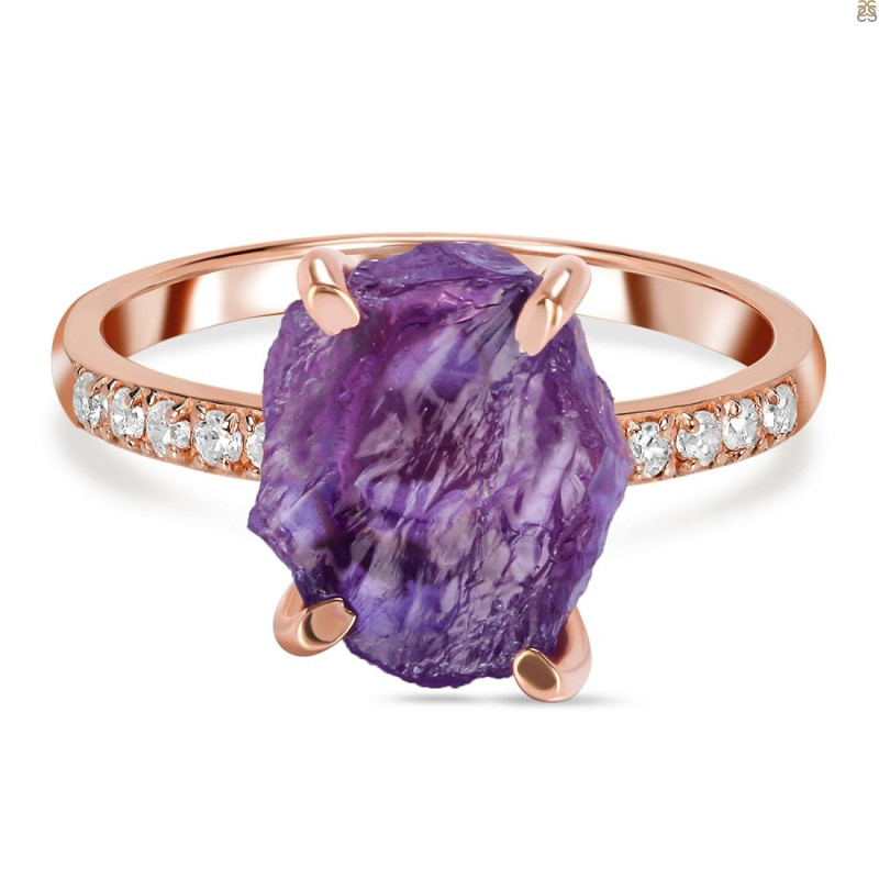 Amethyst Raw Crystal & White Topaz Ring AMT-RR-397.