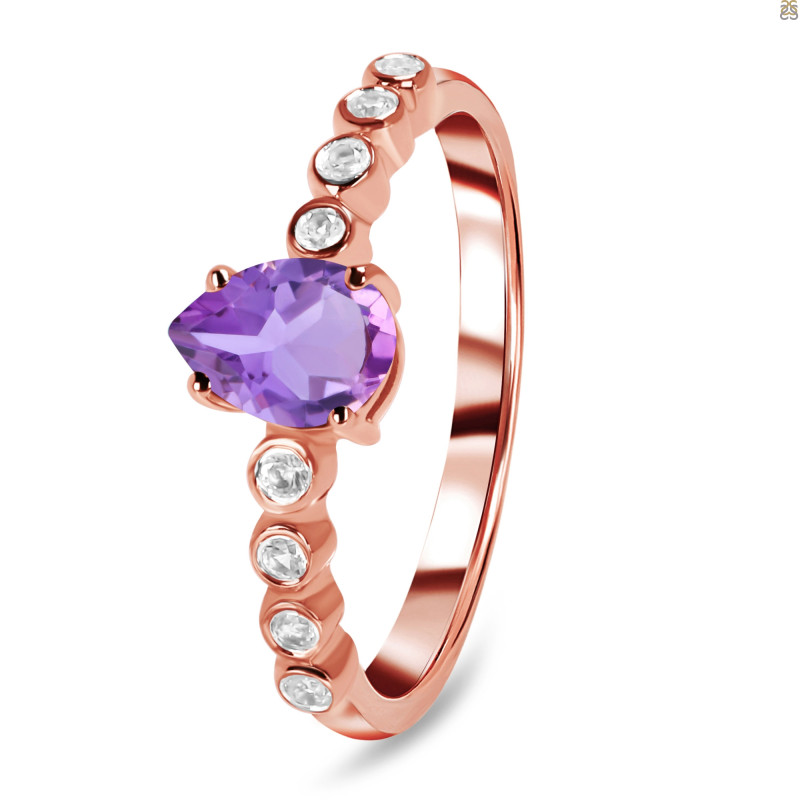 Amethyst & White Topaz Ring AMT-RR-419D.
