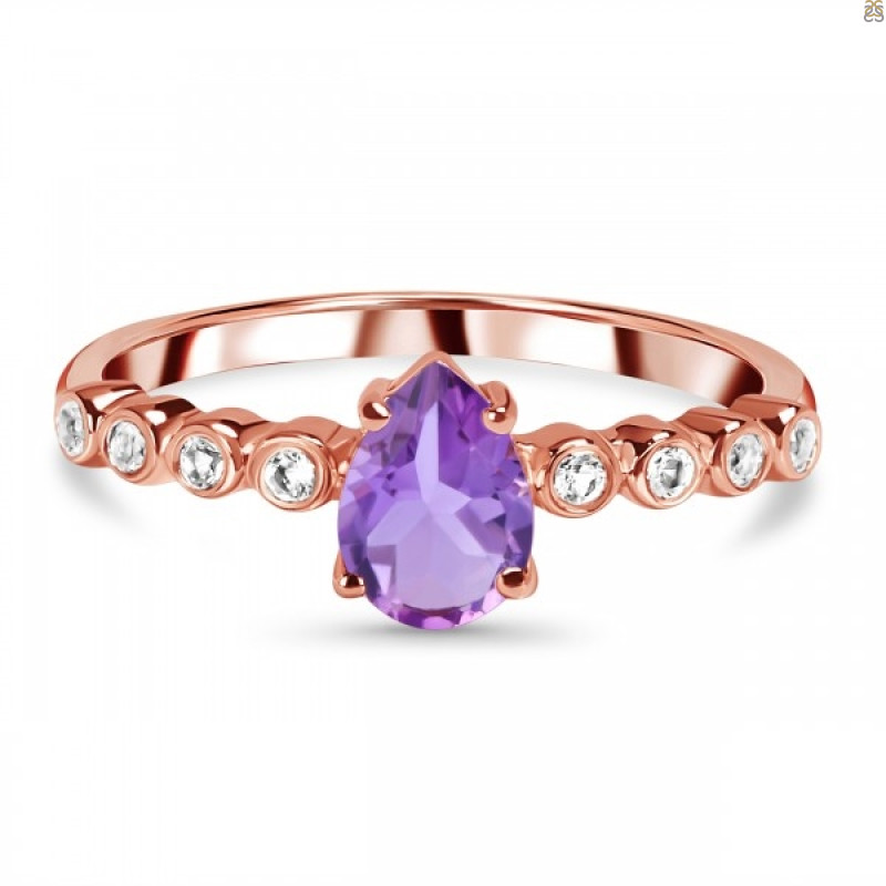 Amethyst & White Topaz Ring AMT-RR-419D.