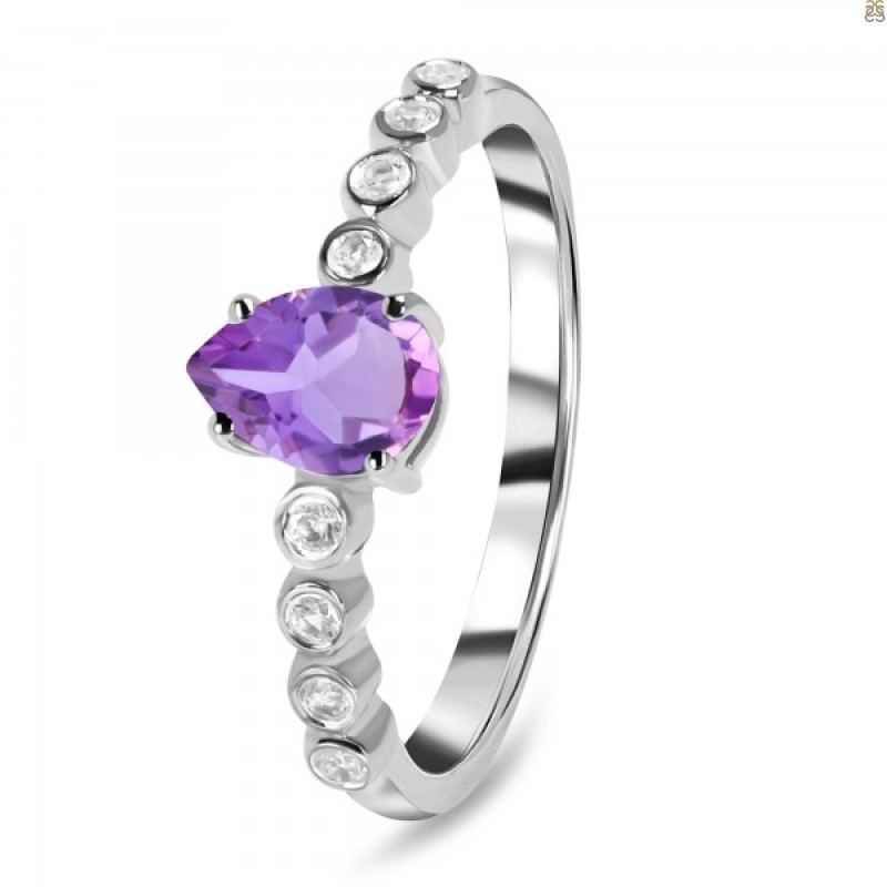 Amethyst & White Topaz Ring