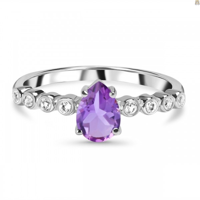 Amethyst & White Topaz Ring AMT-RR-419D.