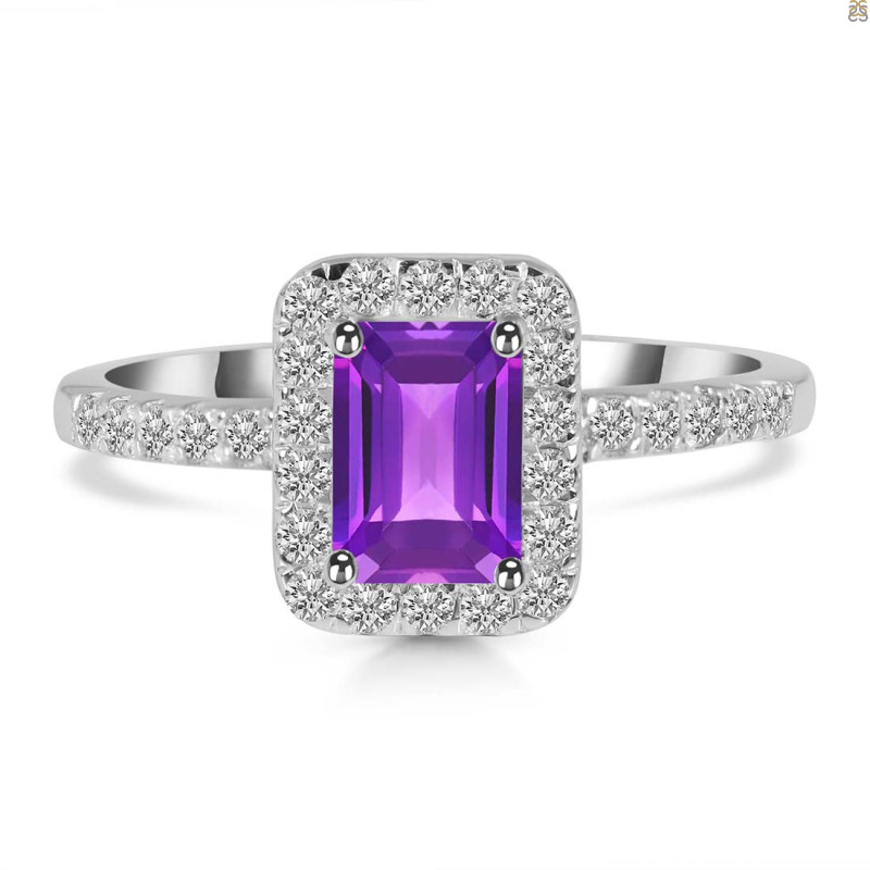 Amethyst & White Topaz Ring AMT-RR-432.