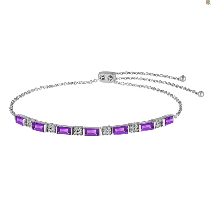 Amethyst & White Topaz Bracelet AMT-RDB-133.