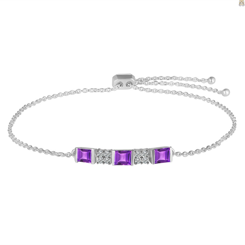 Amethyst & White Topaz Bracelet AMT-RDB-147.