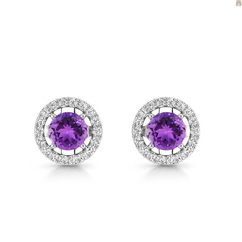 Amethyst & White Topaz Stud Earring AMT-RDE-985.