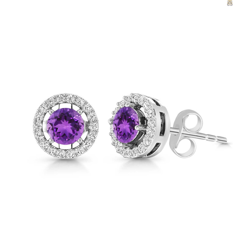 Amethyst & White Topaz Stud Earring