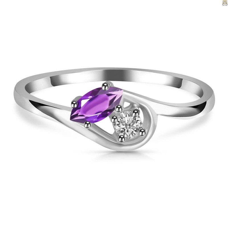 Amethyst & White Topaz Ring AMT-RDR-2611.