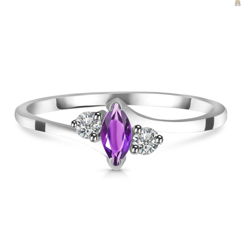 Amethyst & White Topaz Ring AMT-RDR-2681.