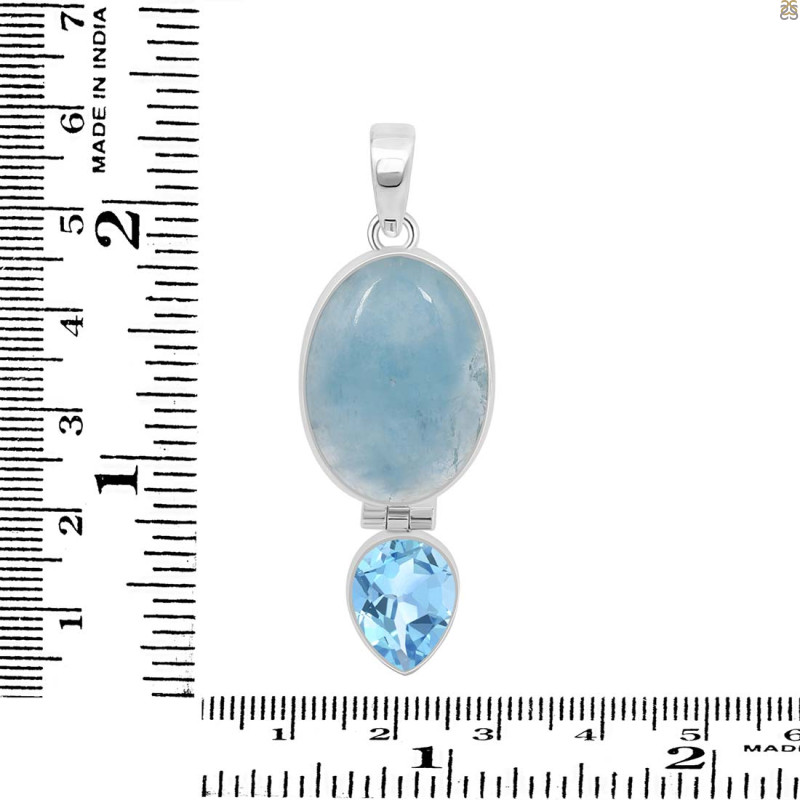 Aquamarine/Blue Topaz Pendant-2SP AQM-1-81
