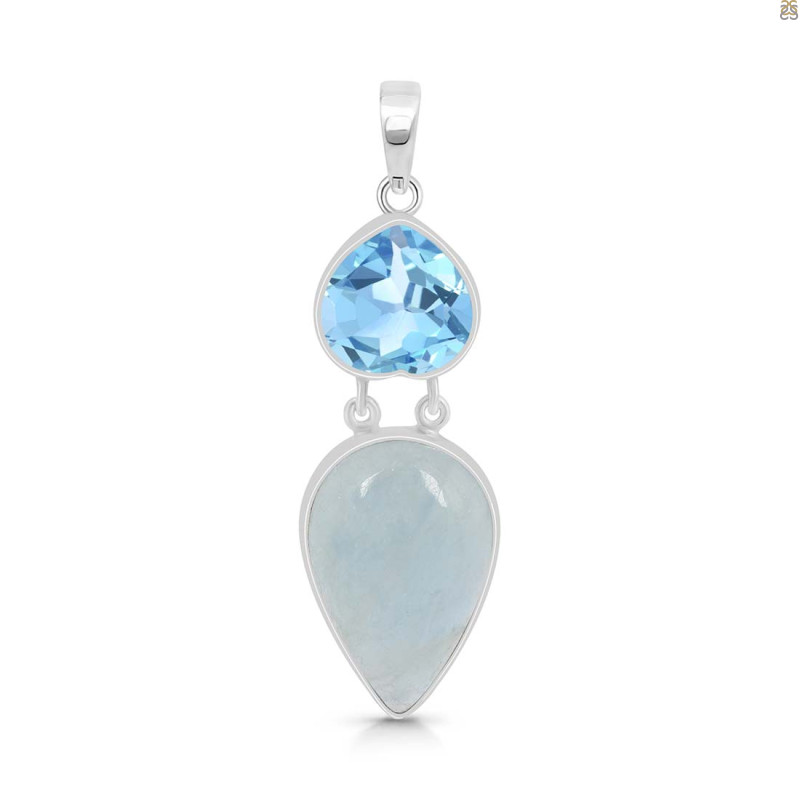 Aquamarine/Blue Topaz Pendant-2SP AQM-1-88
