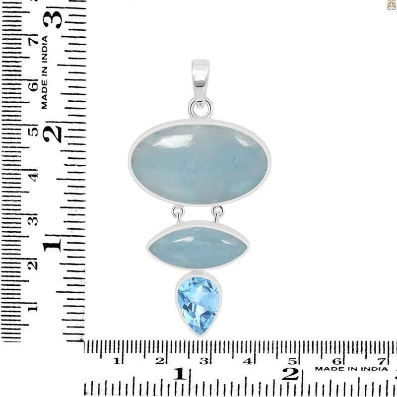 Aquamarine/Blue Topaz Pendant-2SP AQM-1-95