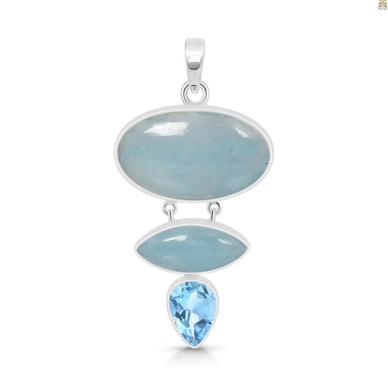 Aquamarine/Blue Topaz Pendant-2SP AQM-1-95