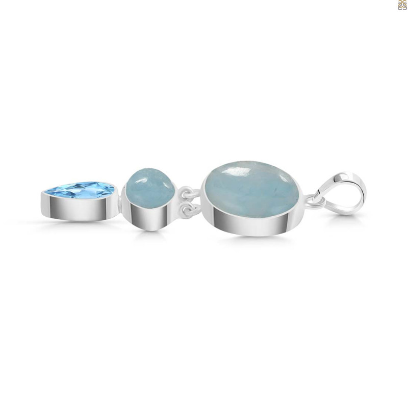Aquamarine/Blue Topaz Pendant-2SP AQM-1-95