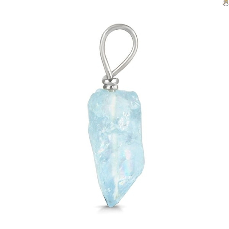 Aquamarine Raw Crystal Drill Pendant