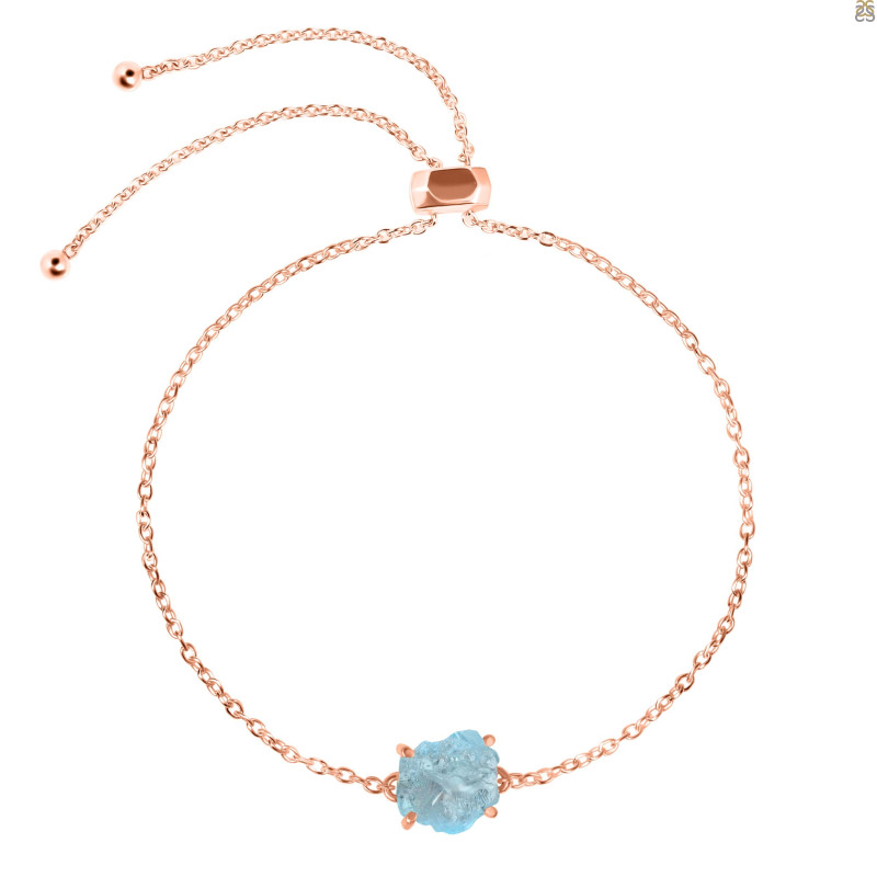 Aquamarine Raw Crystal Bracelet With Adjustable Camera Lock AQM-RB-200-CAMERA-LOCK.