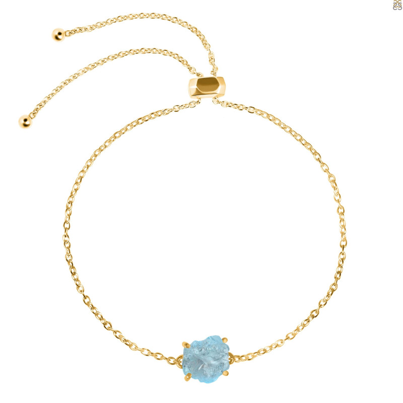 Aquamarine Raw Crystal Bracelet With Adjustable Camera Lock AQM-RB-200-CAMERA-LOCK.