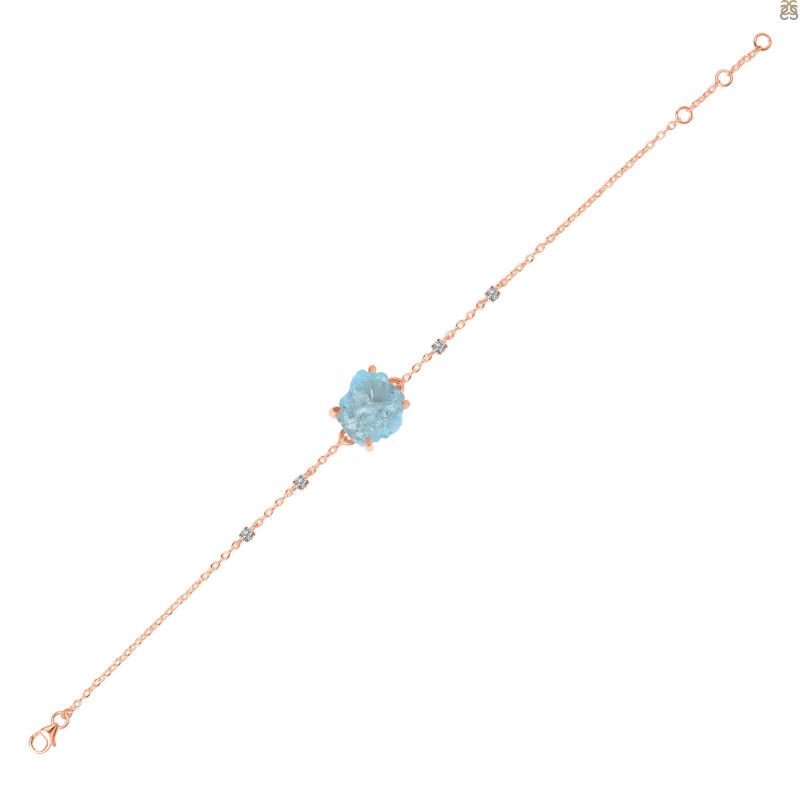 Aquamarine Raw Crystal & White Topaz Bracelet AQM-RCYB-2