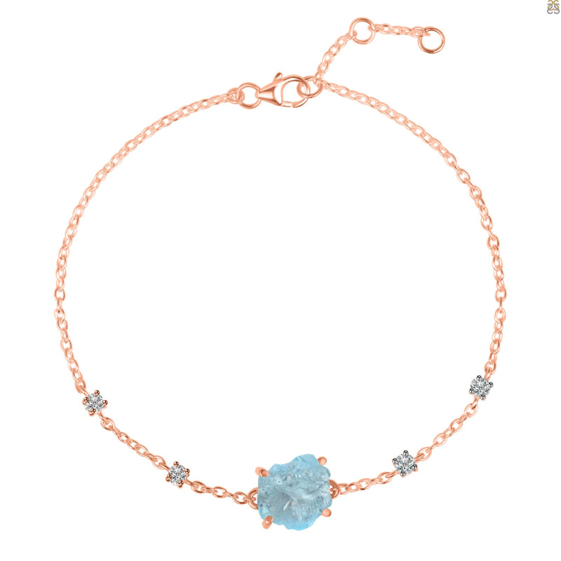 Aquamarine Raw Crystal & White Topaz Bracelet AQM-RCYB-2