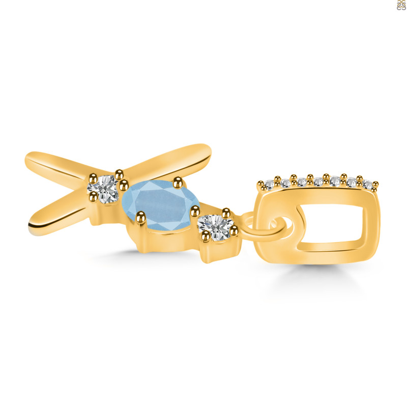 Aquamarine & White Topaz Alphabet X Pendant AQM-RDA-102.