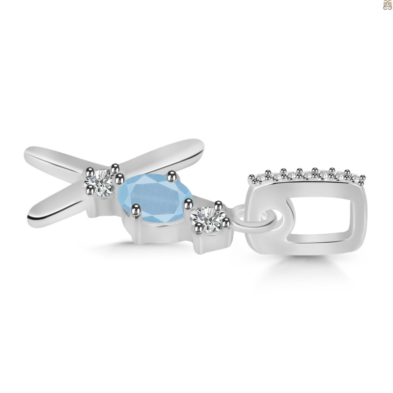 Aquamarine & White Topaz Alphabet X Pendant