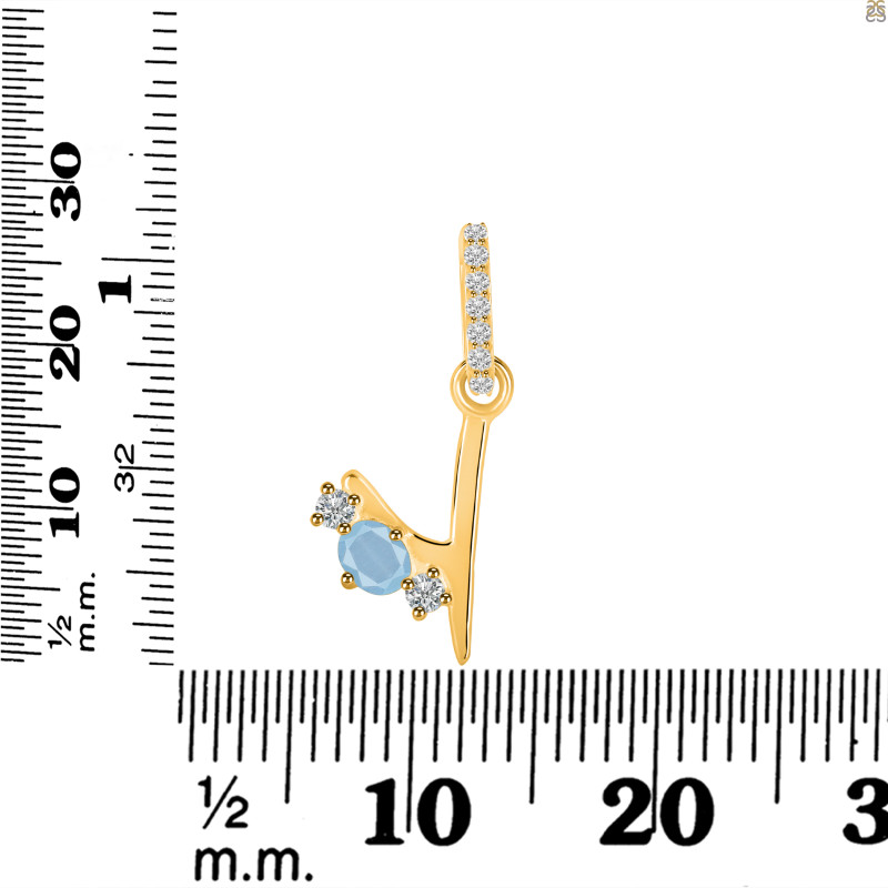 Aquamarine & White Topaz Alphabet Y Pendant AQM-RDA-103.