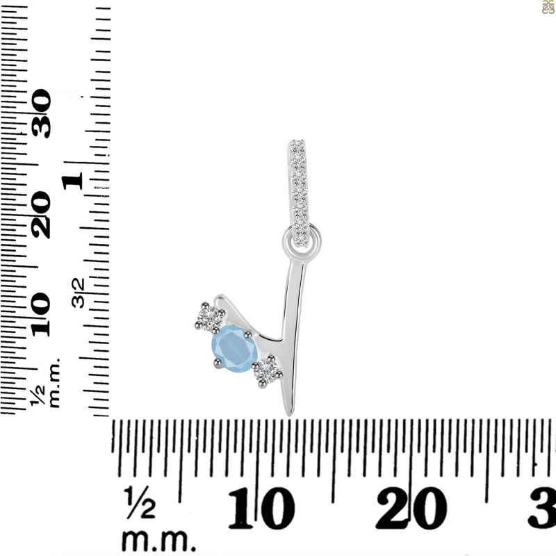 Aquamarine & White Topaz Alphabet Y Pendant AQM-RDA-103.