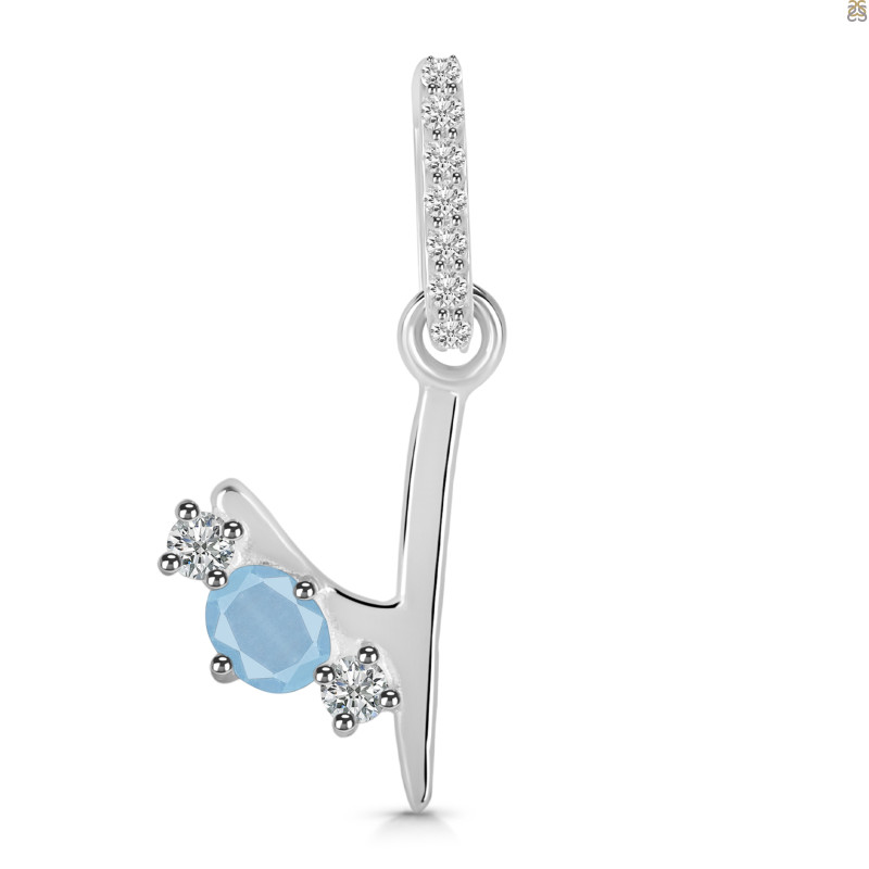 Aquamarine & White Topaz Alphabet Y Pendant AQM-RDA-103.
