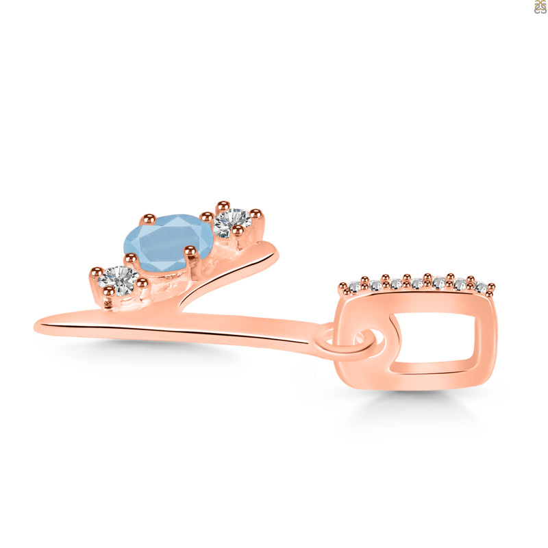 Aquamarine & White Topaz Alphabet Y Pendant AQM-RDA-103.