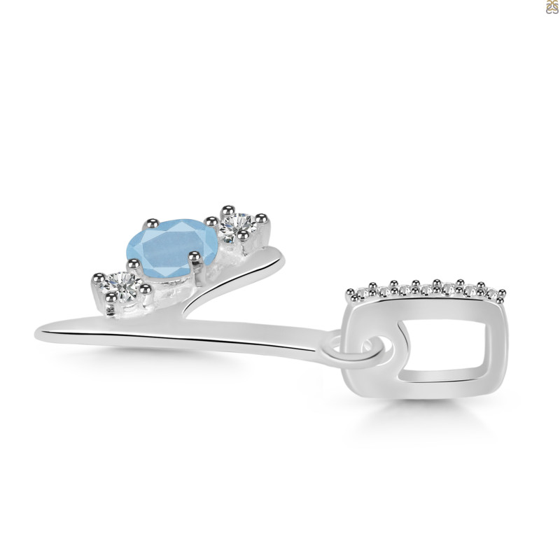 Aquamarine & White Topaz Alphabet Y Pendant