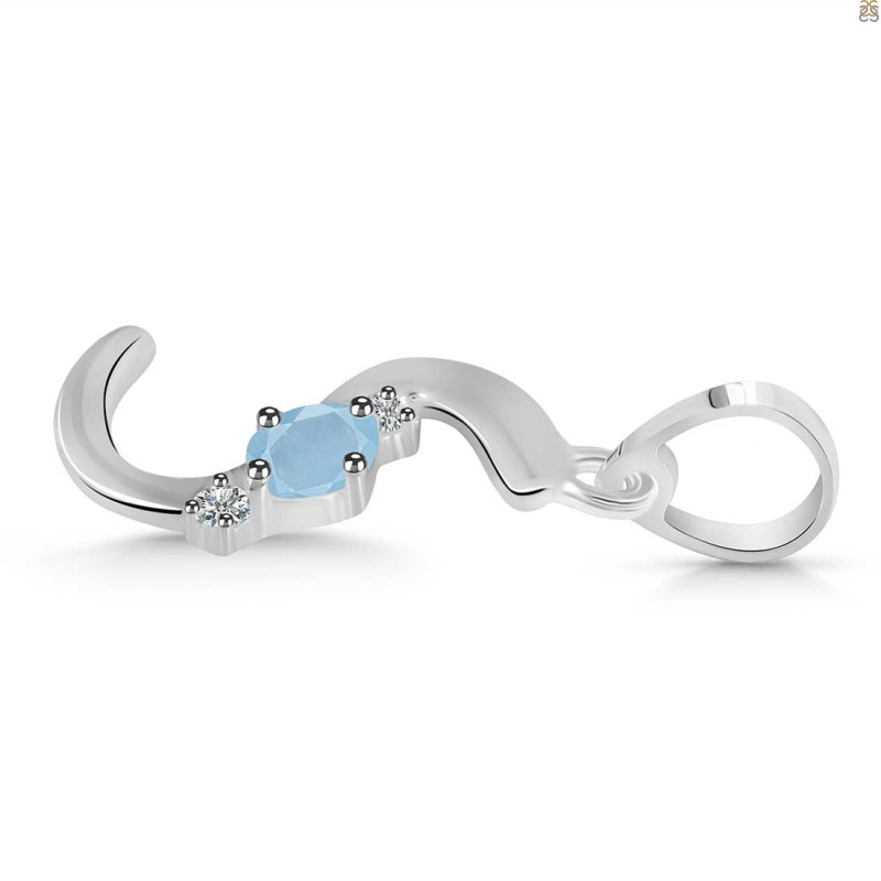 Aquamarine & White Topaz Alphabet S Pendant