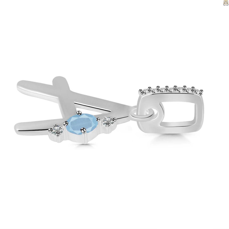 Aquamarine & White Topaz Alphabet A Pendant
