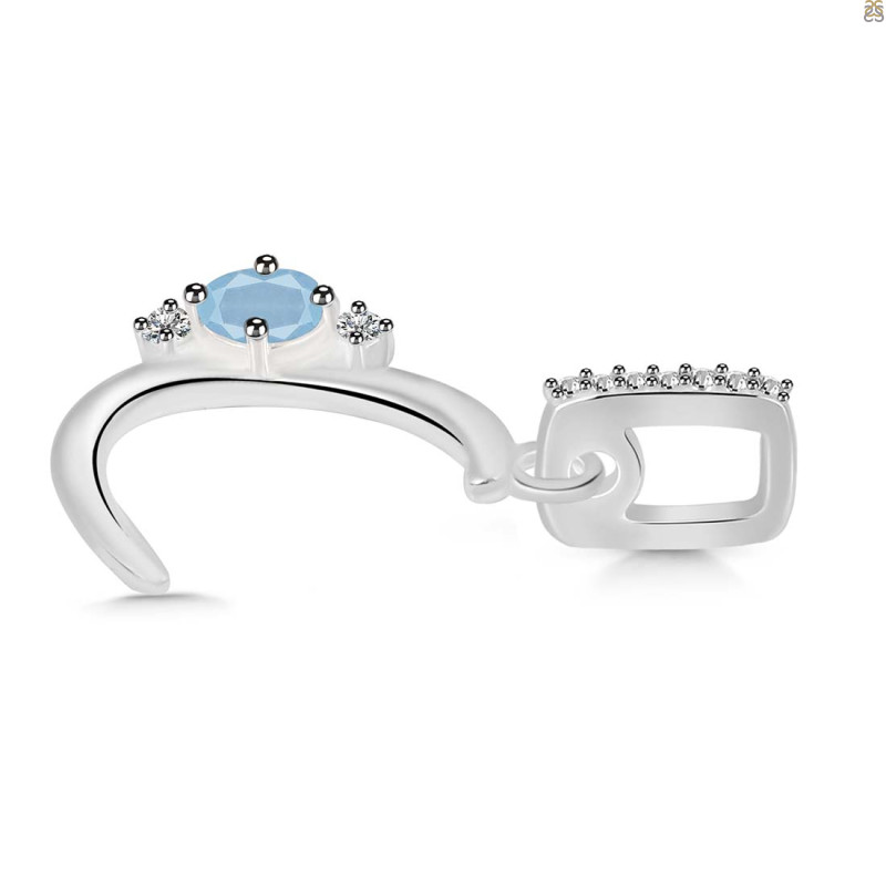 Aquamarine & White Topaz Alphabet C Pendant