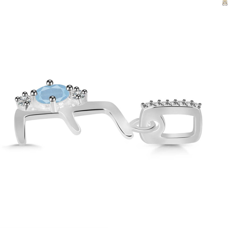 Aquamarine & White Topaz Alphabet E Pendant
