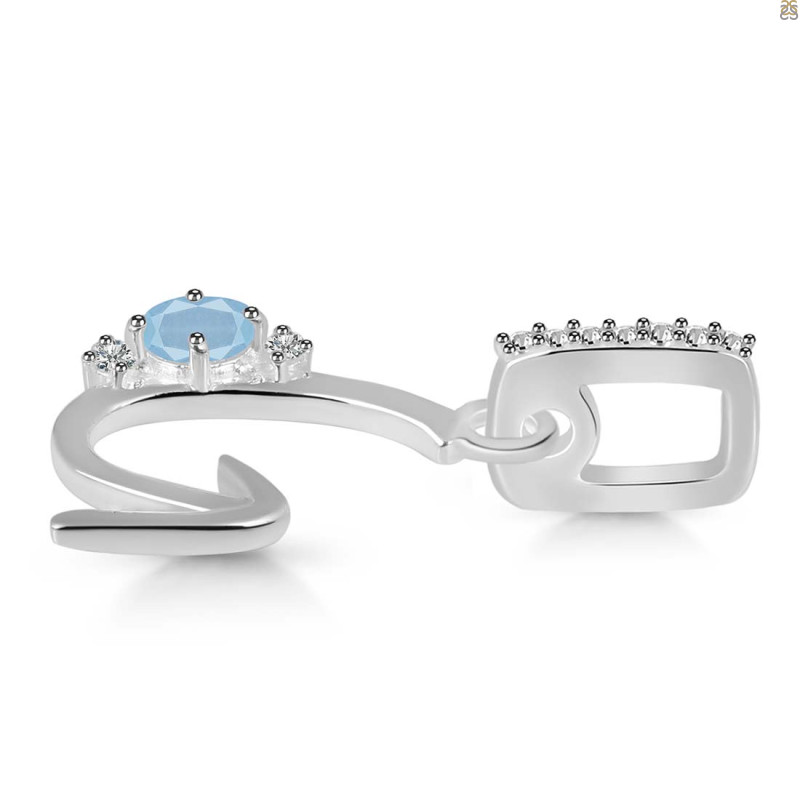 Aquamarine & White Topaz Alphabet G Pendant