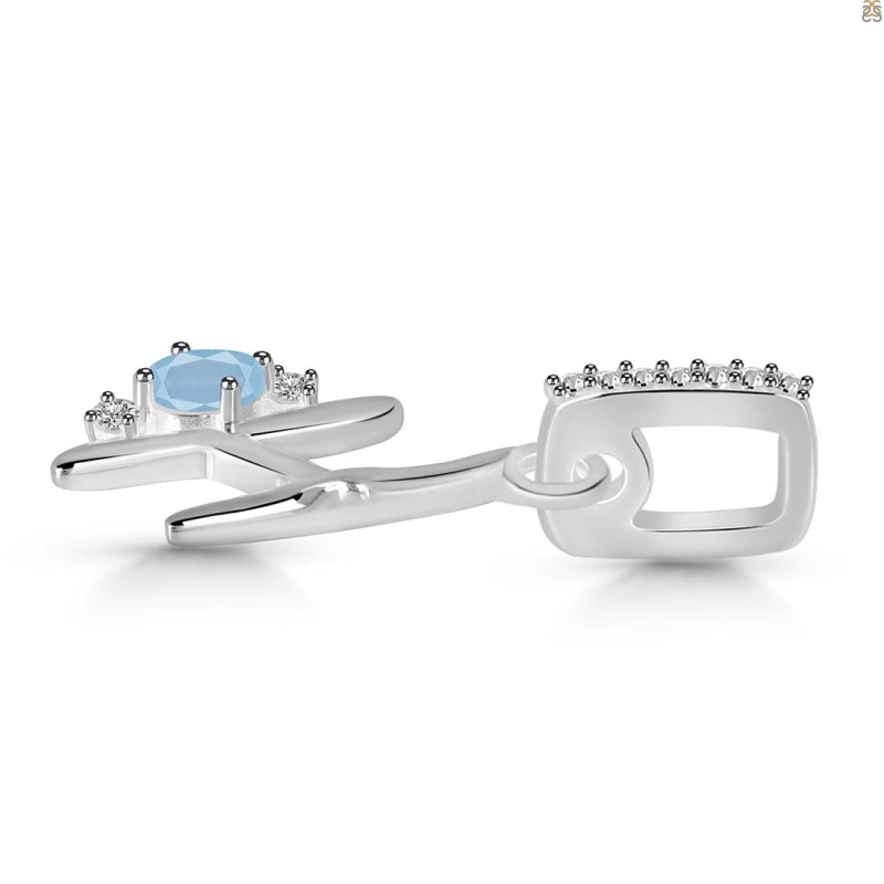Aquamarine & White Topaz Alphabet H Pendant