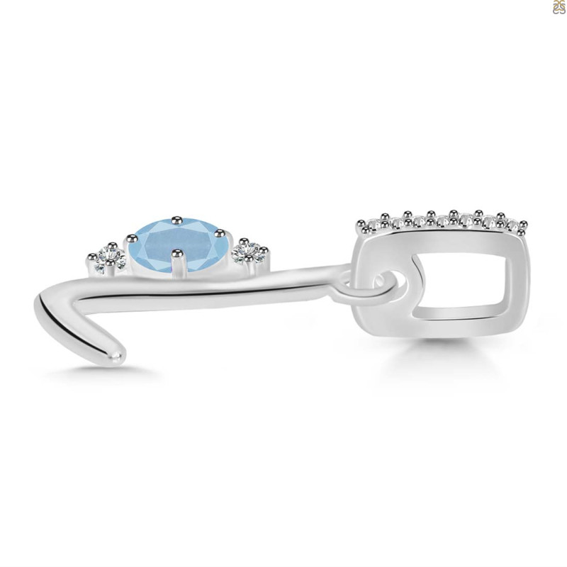 Aquamarine & White Topaz Alphabet L Pendant