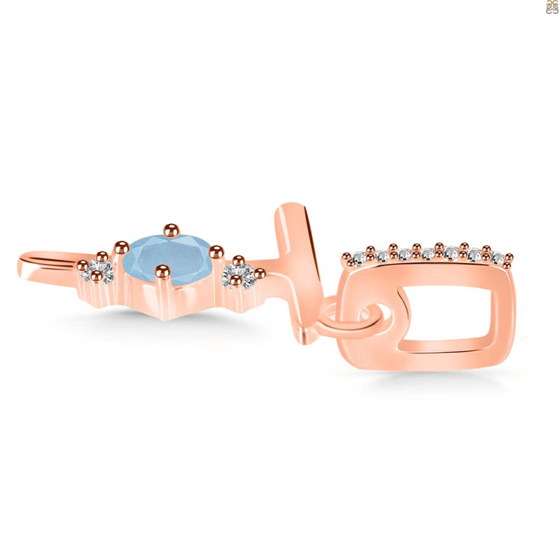 Aquamarine & White Topaz Alphabet T Pendant AQM-RDA-46.