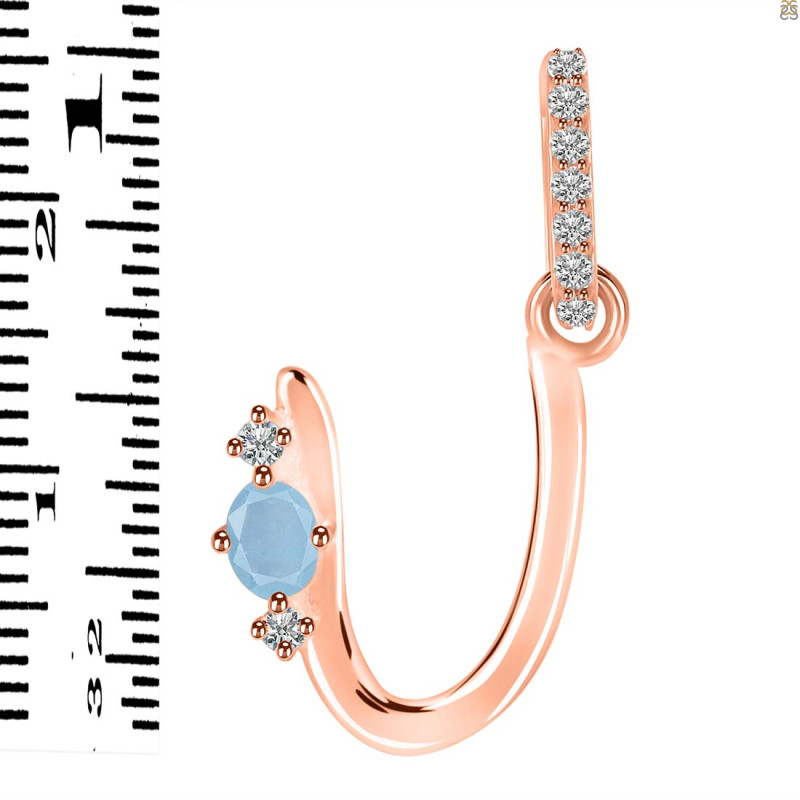 Aquamarine & White Topaz Alphabet U Pendant AQM-RDA-47.