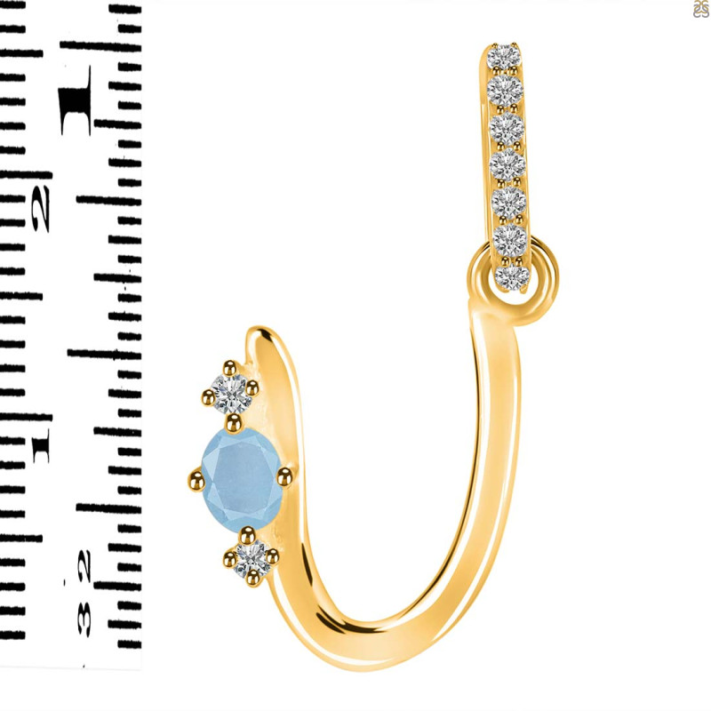 Aquamarine & White Topaz Alphabet U Pendant AQM-RDA-47.