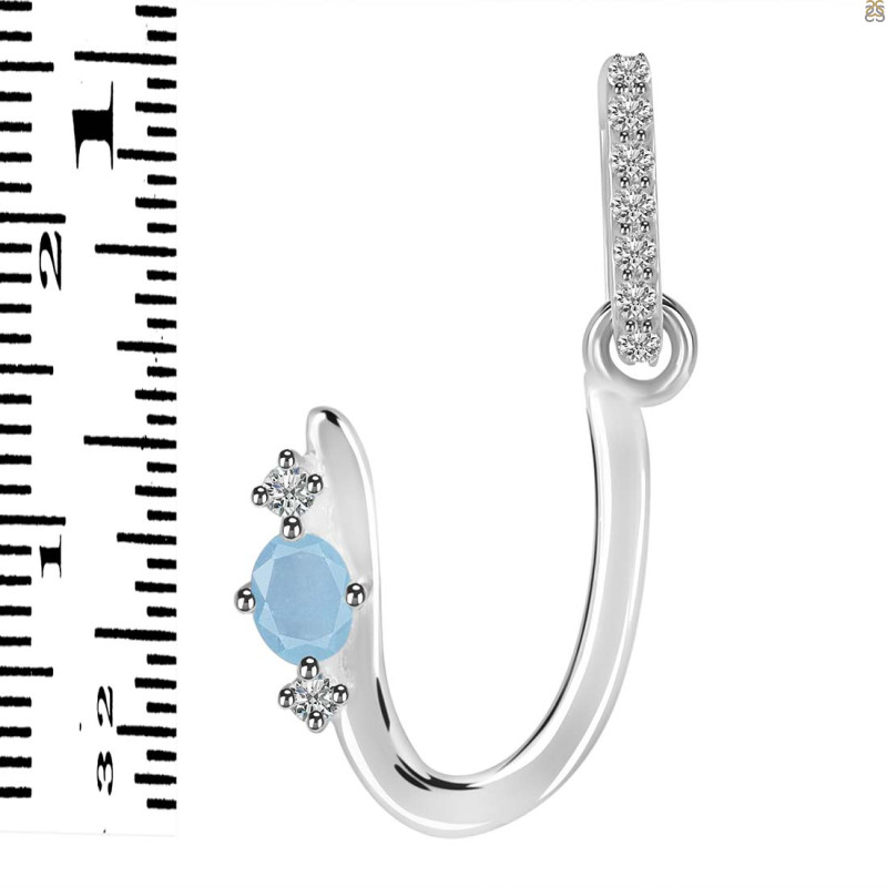 Aquamarine & White Topaz Alphabet U Pendant AQM-RDA-47.