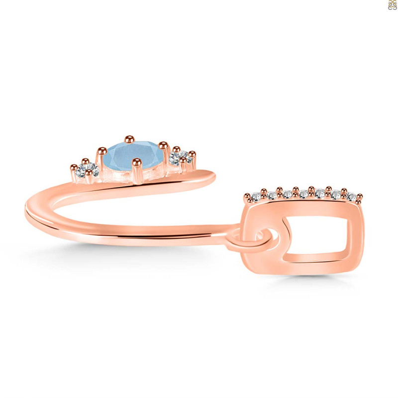 Aquamarine & White Topaz Alphabet U Pendant AQM-RDA-47.