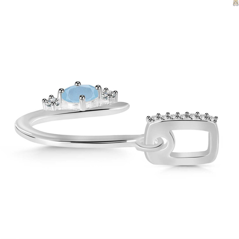 Aquamarine & White Topaz Alphabet U Pendant