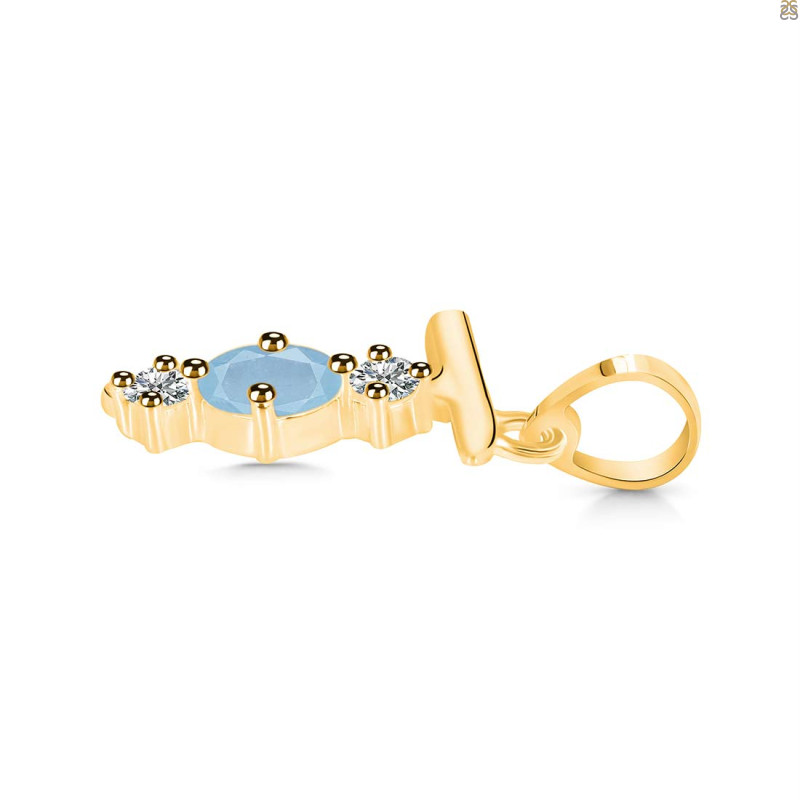Aquamarine & White Topaz Alphabet T Pendant AQM-RDA-72.