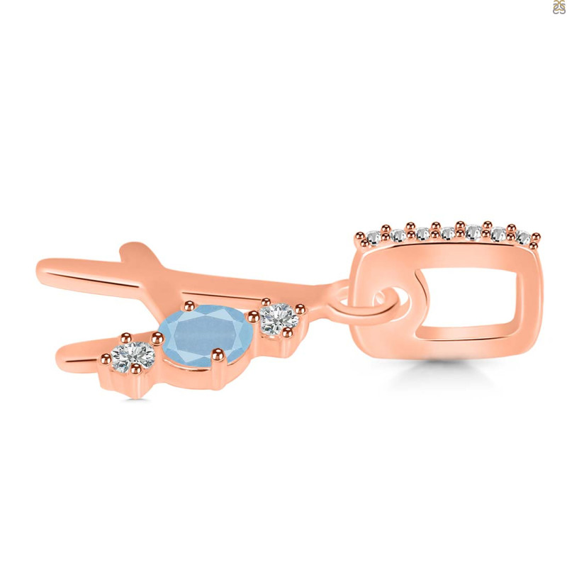 Aquamarine & White Topaz Alphabet A Pendant AQM-RDA-79.