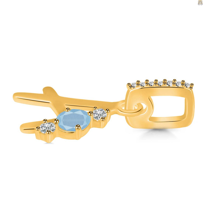 Aquamarine & White Topaz Alphabet A Pendant AQM-RDA-79.