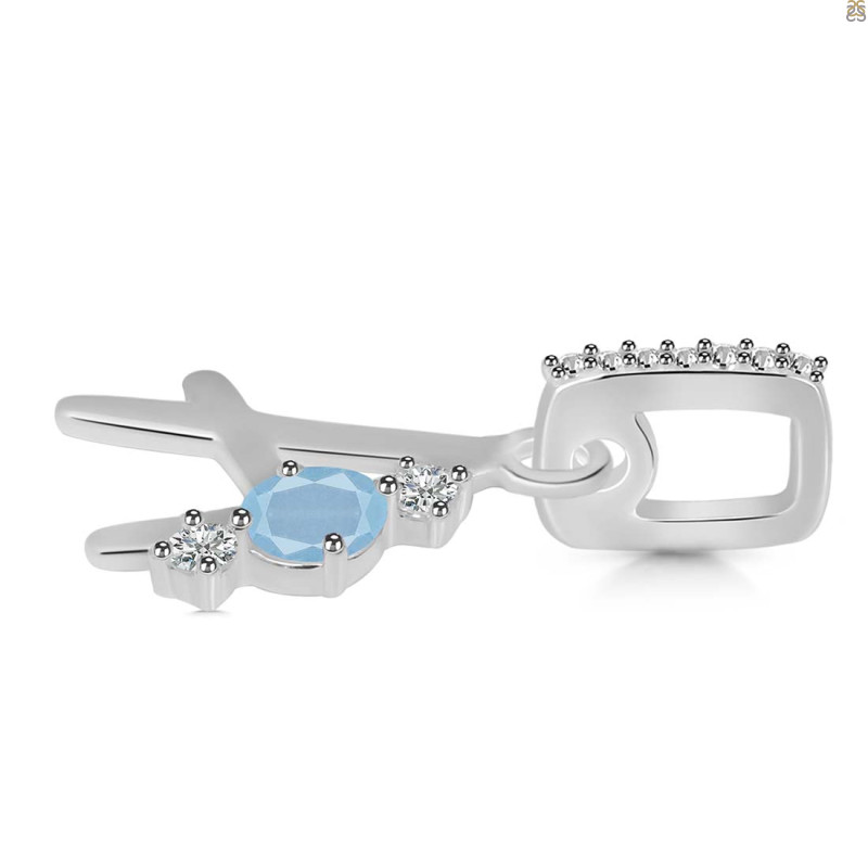 Aquamarine & White Topaz Alphabet A Pendant AQM-RDA-79.