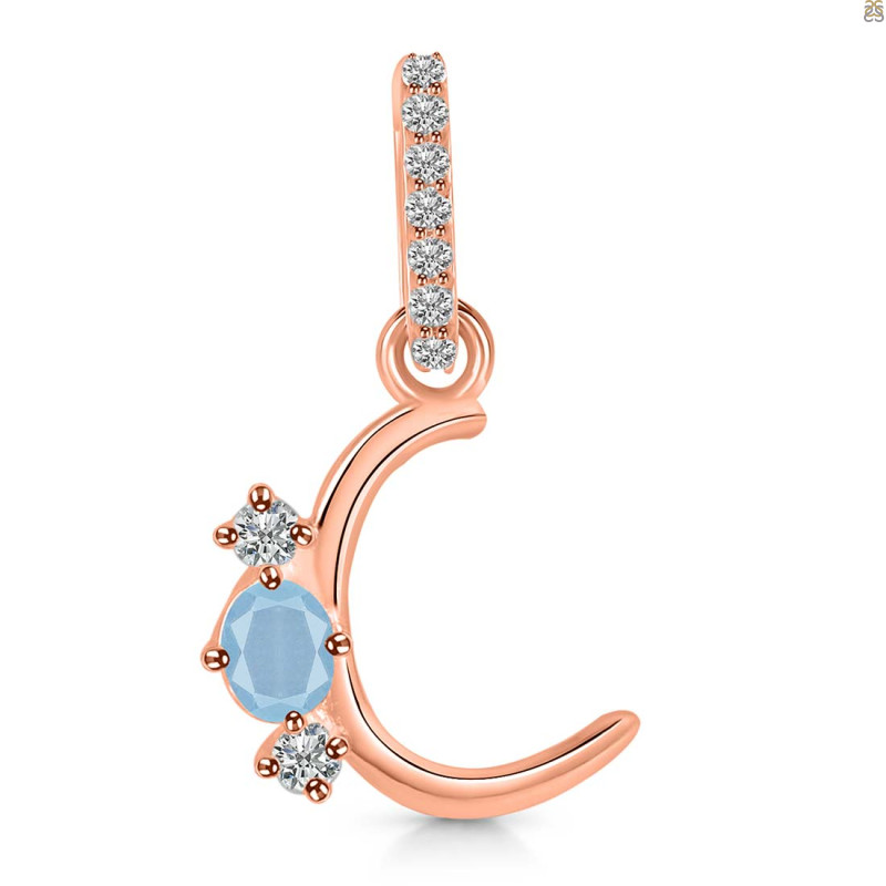 Aquamarine & White Topaz Alphabet C Pendant AQM-RDA-81.