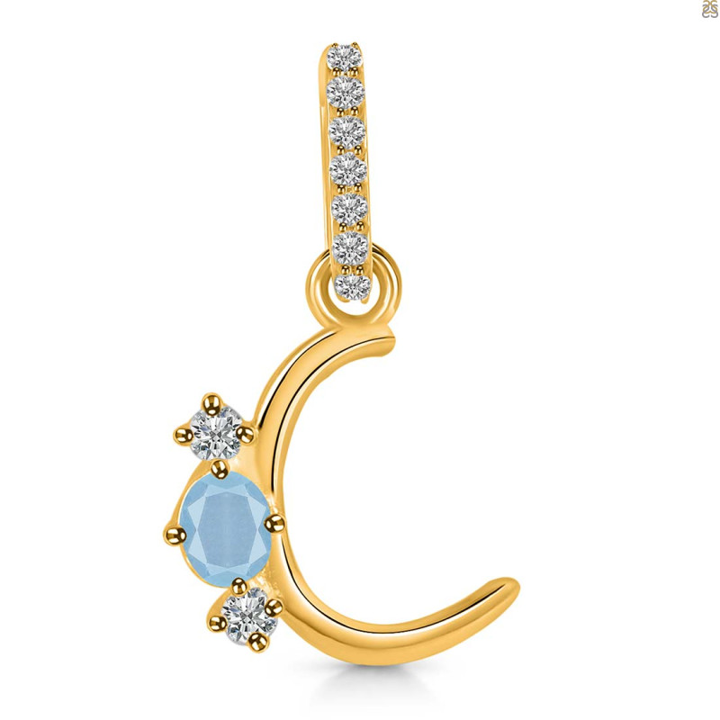 Aquamarine & White Topaz Alphabet C Pendant AQM-RDA-81.