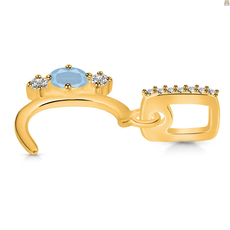 Aquamarine & White Topaz Alphabet C Pendant AQM-RDA-81.