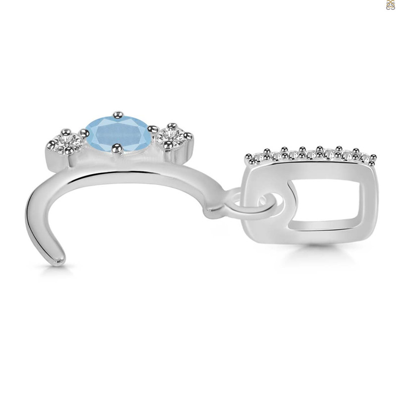 Aquamarine & White Topaz Alphabet C Pendant AQM-RDA-81.